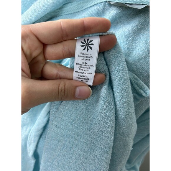 Athleta No Rush Drawstring V-Neck Sweatshirt Pullover Hoodie -Teal Size Small - Picture 9 of 11